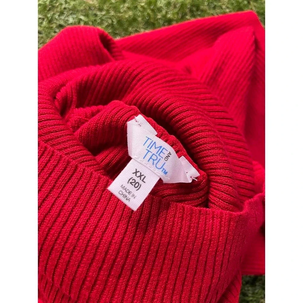 Time and Tru Women's Red Ribbed Turtleneck Sweater‎ XXL